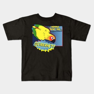 Wanna hear me Scream? Sun Conure Parrot Comic Kids T-Shirt